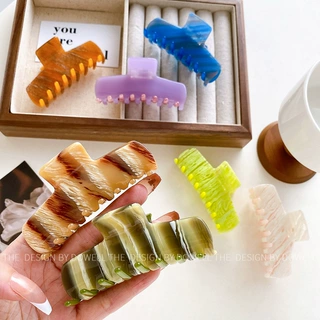 朵薇饰品醋酸板材撞色抓夹果冻色百搭中号鲨鱼夹发饰盘发夹子发夹