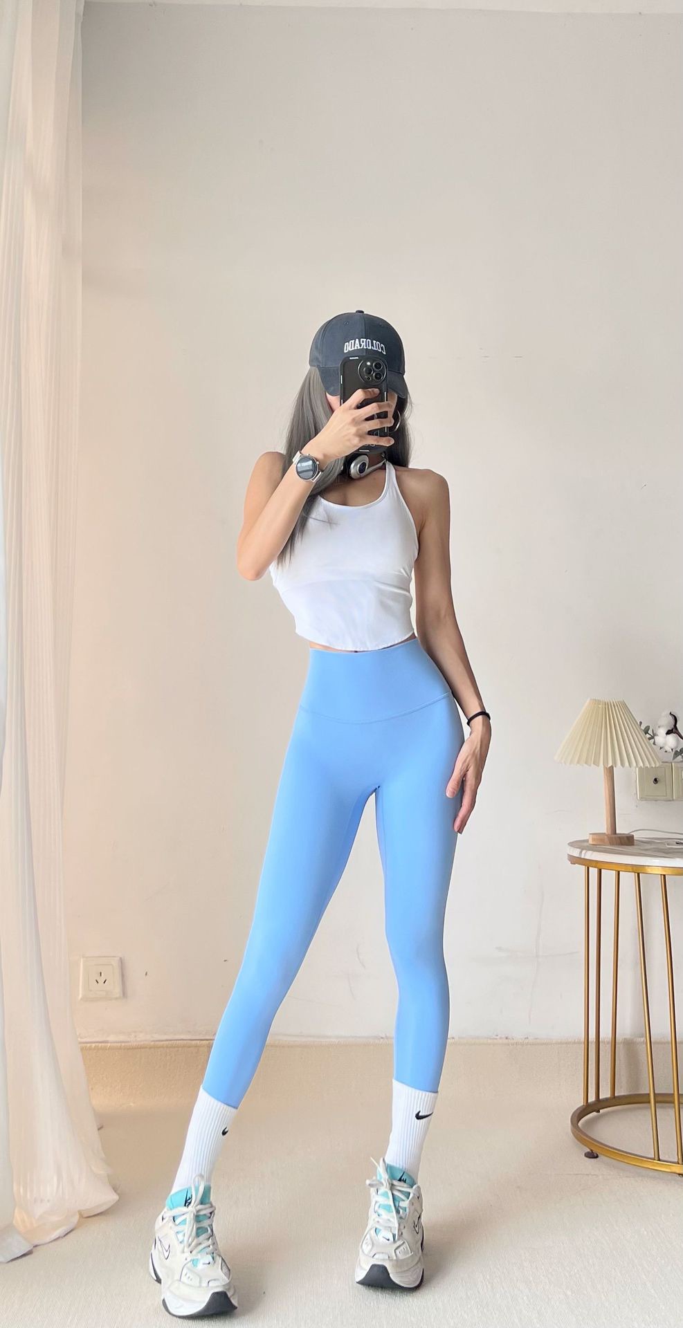 Primavera y otoño pantalones de yoga secado rápido cintura alta sin líneas embarazosas leggings de yoga entrenamiento deportivo pantalones de nueve puntos