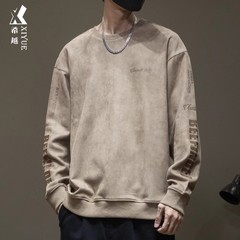 アメリカのスエードのパーカーの男性の丸首の春と秋のゆったりした大きいサイズの男性の秋冬は太って長袖の上着のコートを拡大します。