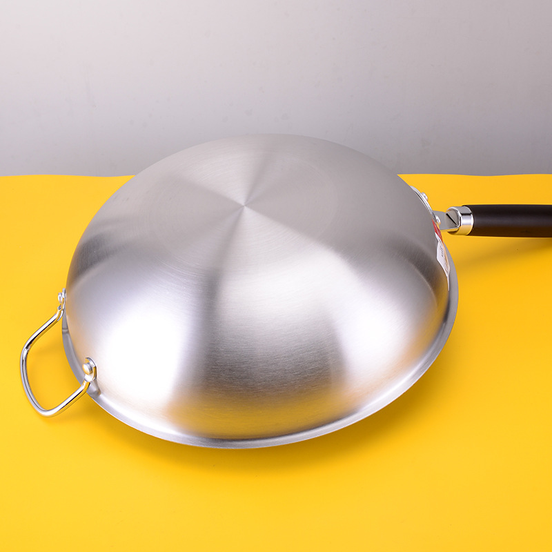 Tres tío tres tía WOK de acero inoxidable no recubierto sartén antiadherente estufa de gas doméstica Cocina de Inducción aplicable wok especial