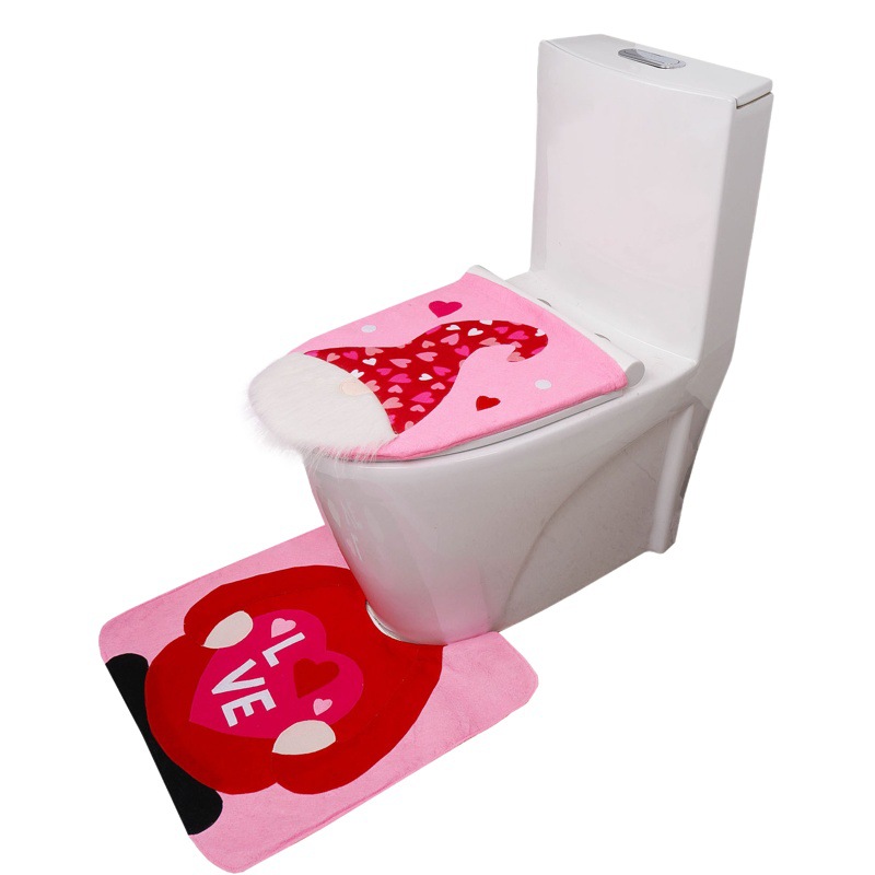 Cross-border nuevo Día de San Valentín cubierta de inodoro sin rostro muñeca de dos piezas conjunto de San Valentín decoraciones baño traje de baño