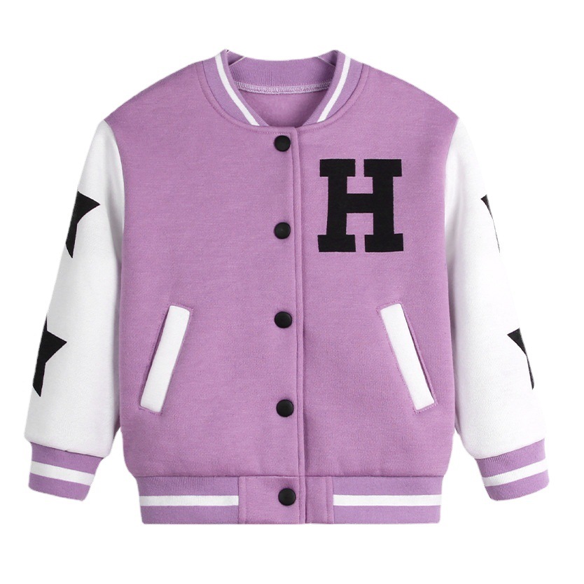 Invierno de los niños de lana forrada uniforme de béisbol calefacción gruesa chaqueta de comercio exterior ins niños chaqueta suelta chaqueta caliente image 1