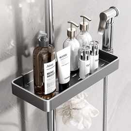 沐浴露架子打孔免淋浴房花洒浴室置物架托盘升降杆卫生间花洒收纳