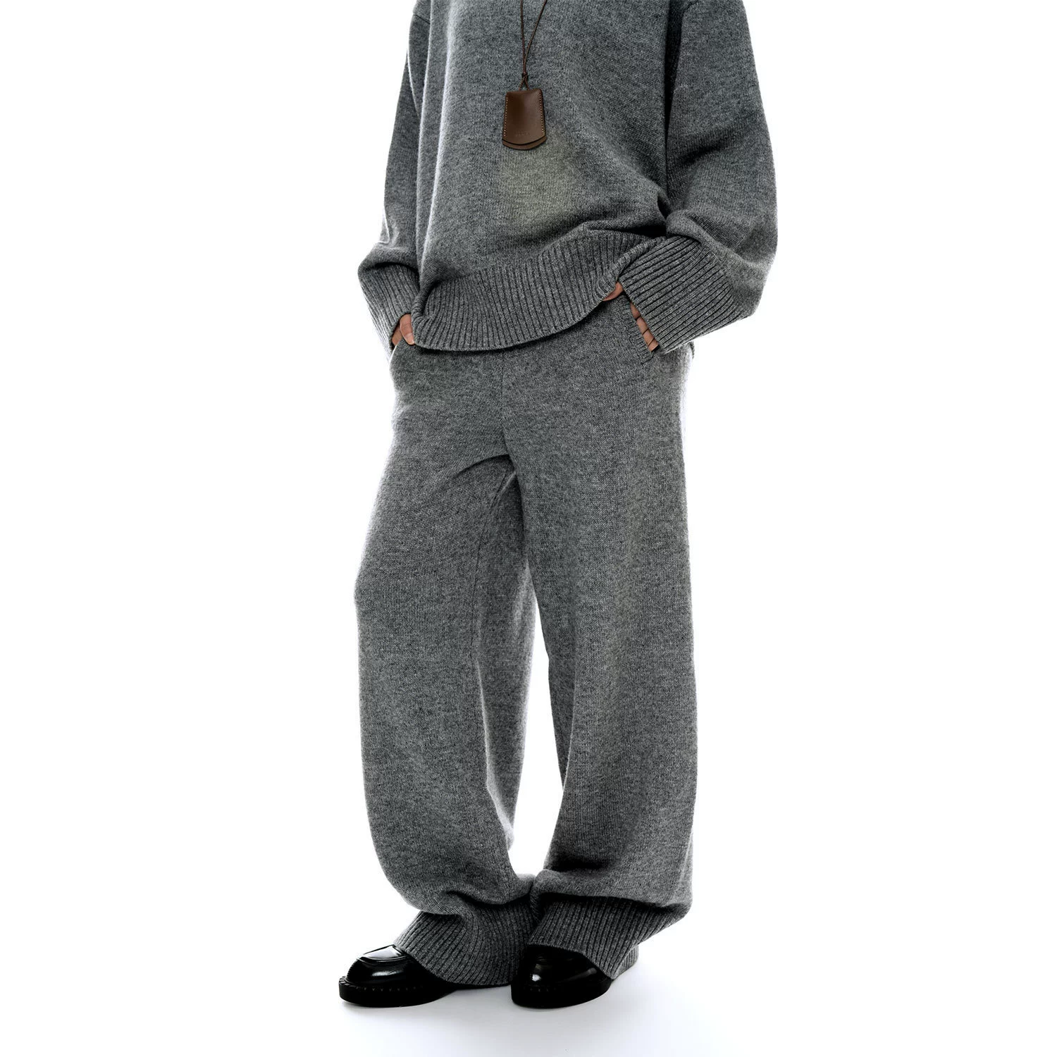 Зимние новые корейские стильные вязаные брюки из ленивой шерсти с эластичным поясом, утягивающие повседневные брюки для женщин