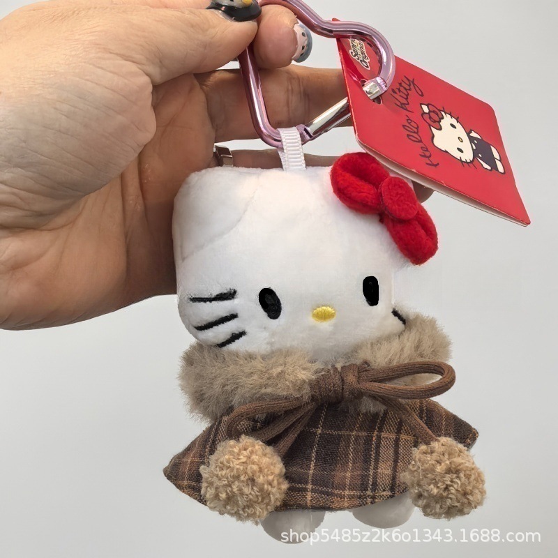 黑色草帽kitty帽宝宝挂件爱心扣公仔玩偶可爱赫本风挂饰钥匙扣|undefined