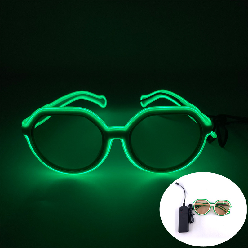 Gafas luminosas LED Barra KTV Equipo nocturno Gafas EL Gafas luminosas Oval Retro Moda Tinta Espejo