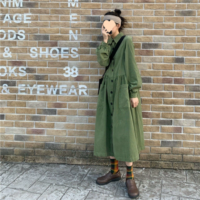 Французская рубашка с воротником в стиле ретро, ​​длинная юбка, женская длинная свободная рубашка-платье с продуманным дизайном