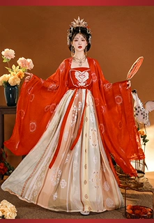秋冬季新款汉服女中国风古装唐制红色暮鸢颂齐胸诃子裙刺绣超仙