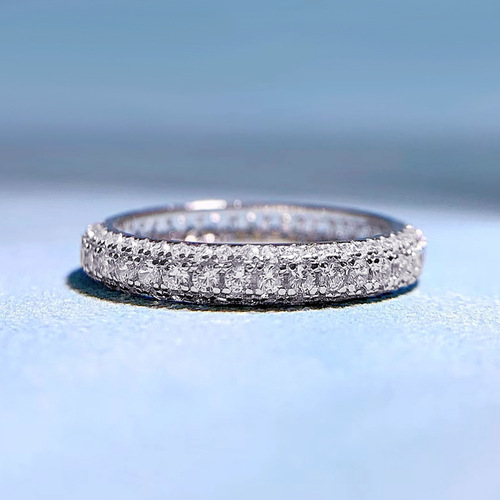 Mujing Jewelry S925 silver fashionable and simple silver zircon full diamond ring silver ring ring cross-border