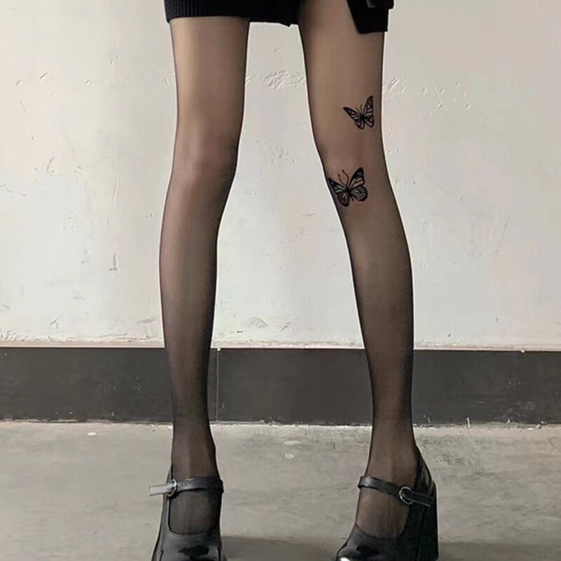 2024 New Black Silk Stockings Pure Anti-hook Silk Stockings Children Spring and Autumn Bottoms Butterfly Silk Pantyhose