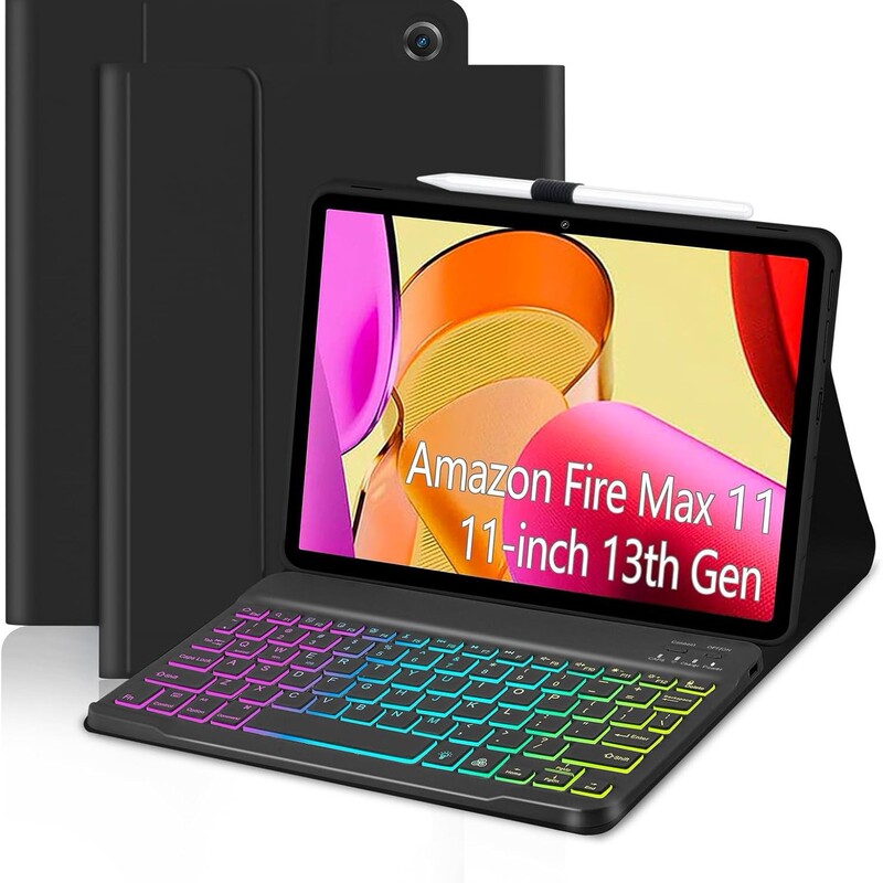 Amazon FireMax11 inch Tablet Protective Case Bluetooth Keyboard Leather Case RGB Colorful Backlight Magnetic Suction Applicable