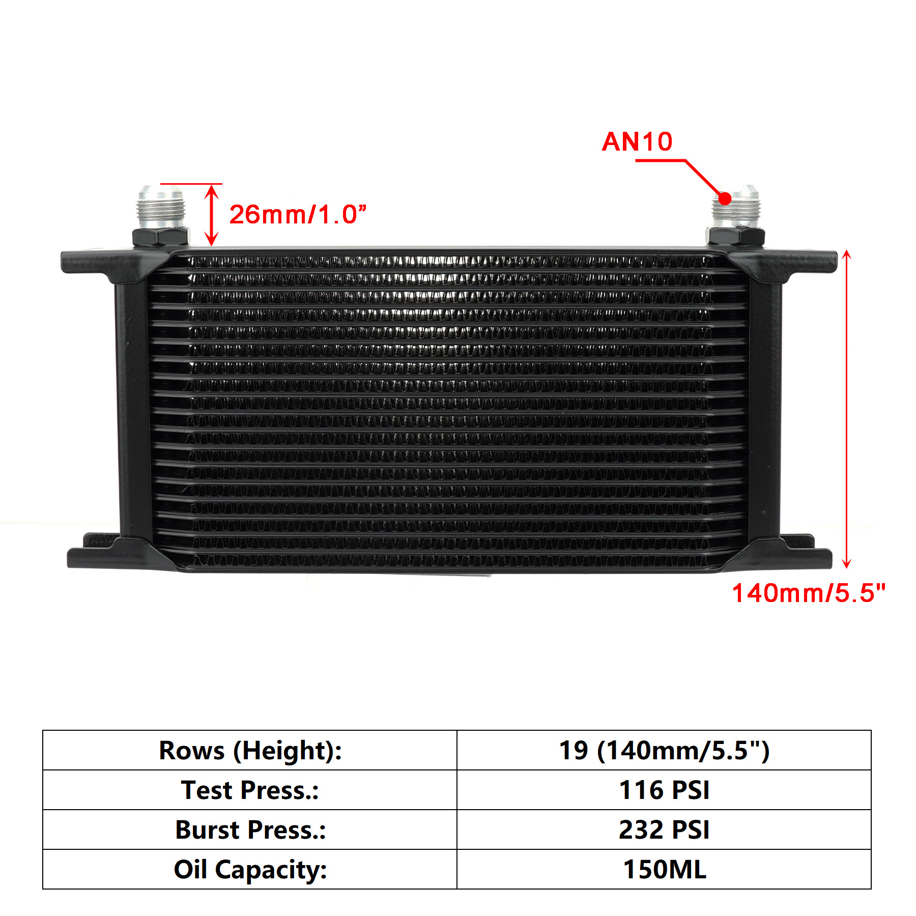 An10 Universal British Oil Cooling Radiator Engine Oil Cooler 7/10/13/16/19/25/30 Rows