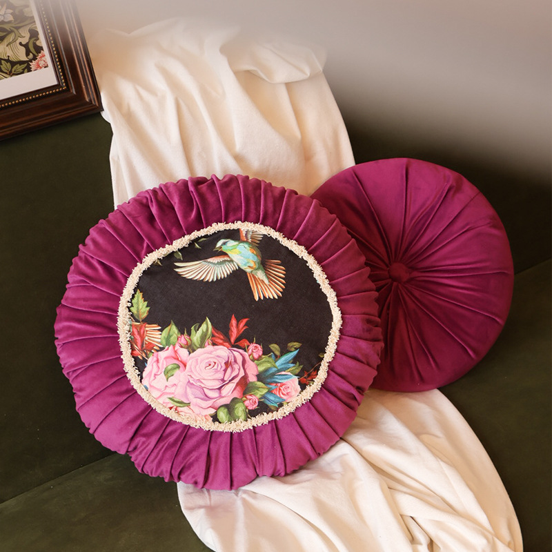 French Retro Style Pillow Sofa Living Room Home Round Decorative Backrest Cushion Bedroom Bedside Tatami Backrest Cushion