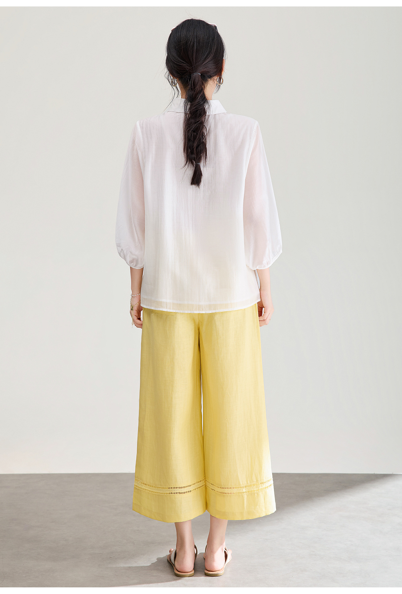 Áo sơ mi nữ tay lỡ thêu hoa tay chất liệu tencel cao cấp — màu trắng chi tiết 23