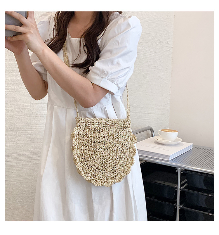 Streetwear Solid Color Square Zipper Straw Bag display picture 1