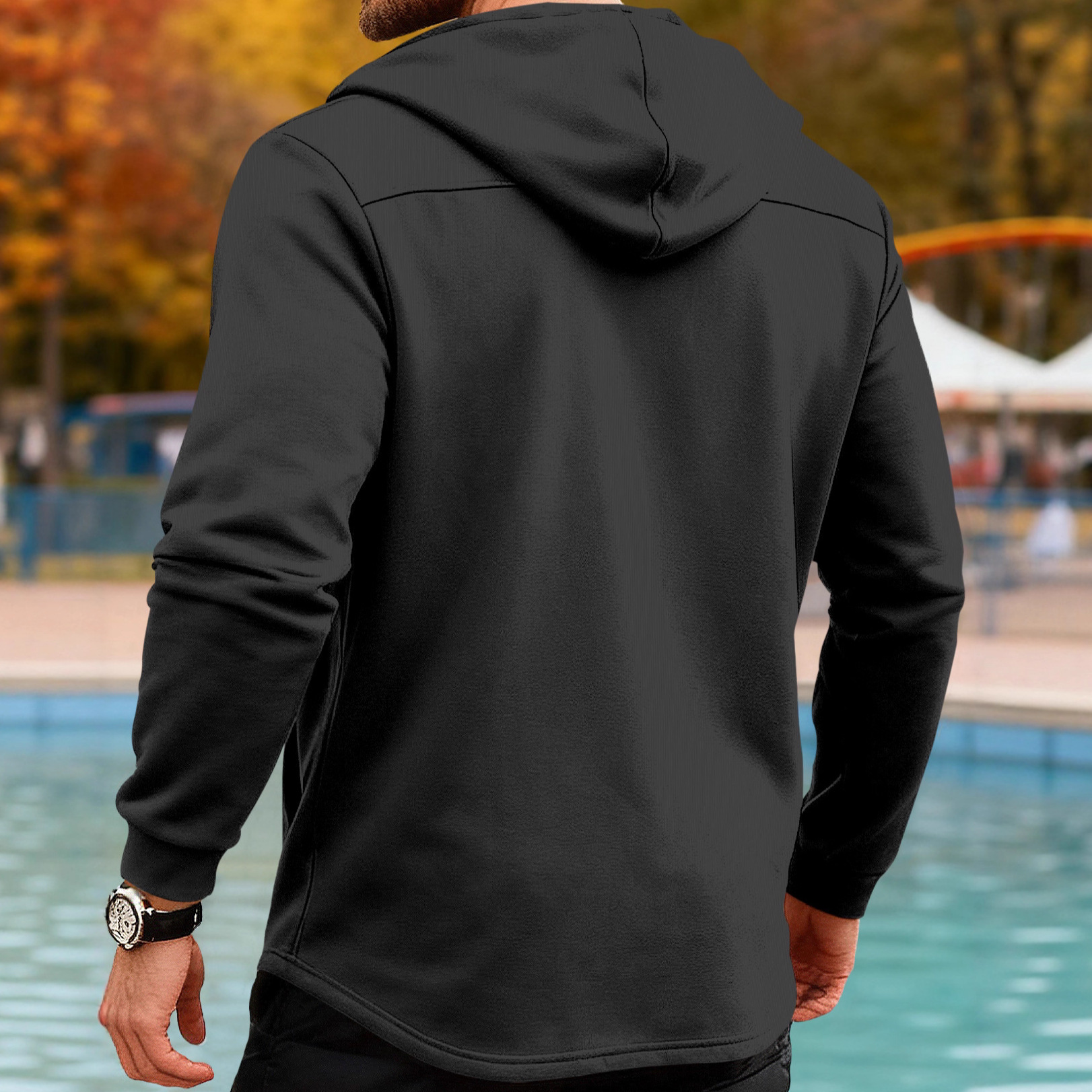 Transfronterizo Amazon comercio exterior ventas calientes Europa y América hombres de estilo largo delgado chaqueta con capuz casuales deportivos de color sólido chaqueta hombre