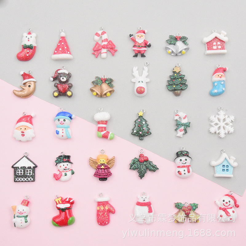 圣诞树脂仿真圣诞老人圣诞树雪人吊坠1