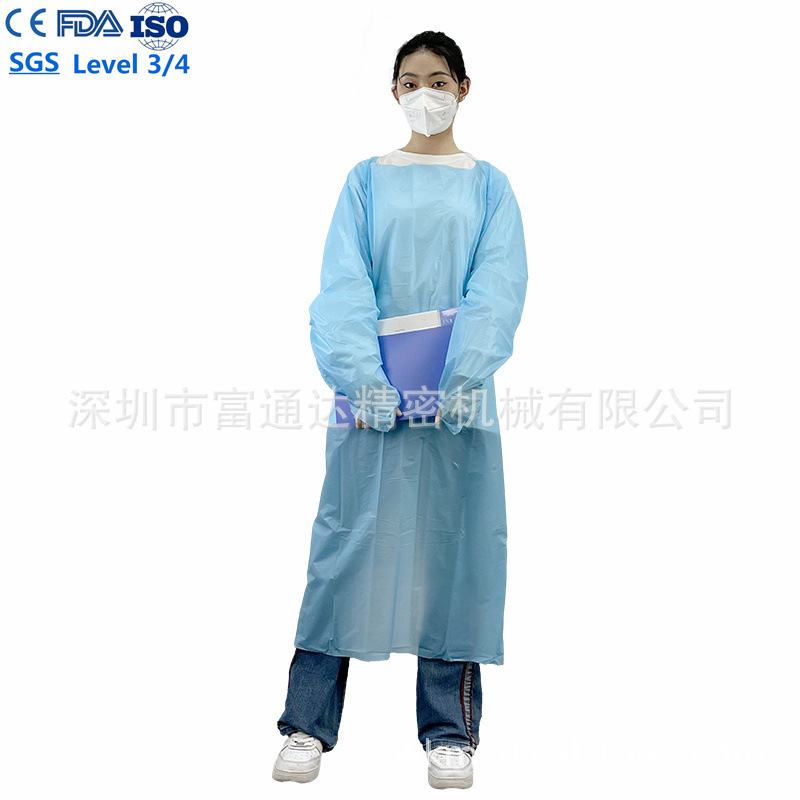 FD可出口 一次性CPE袍反穿隔离衣加厚 防水cpe围裙蓝色type 5/6