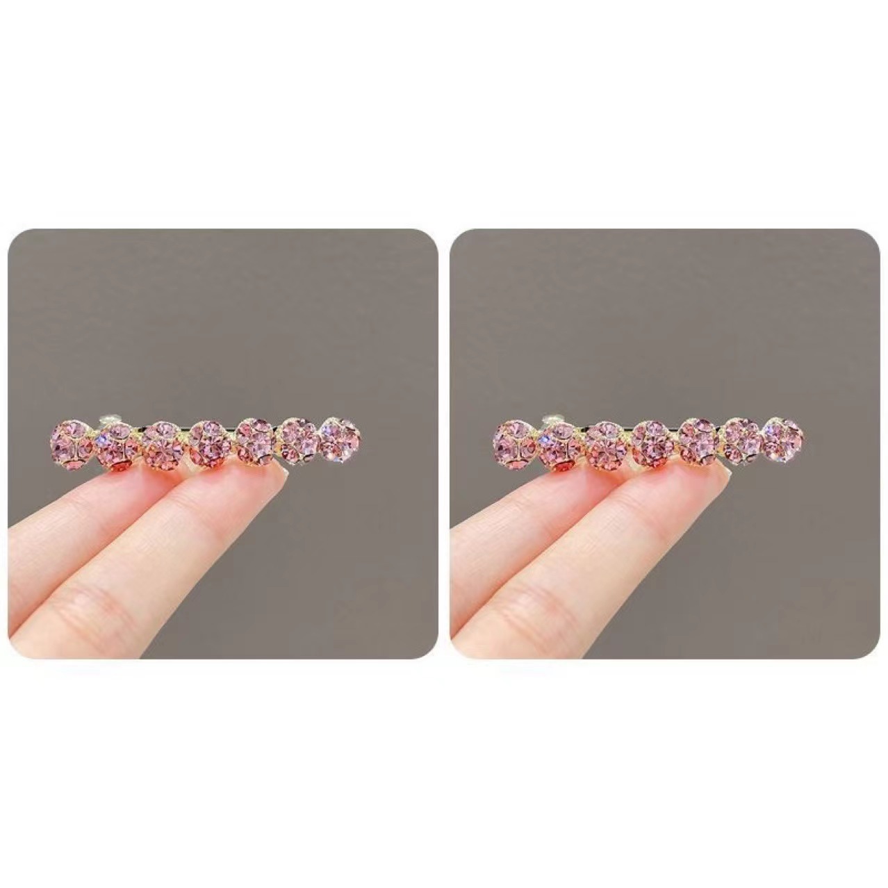 2023 new crystal-like hairpin women's diamond side bangs clip temperament broken hair spring clip hairpin hair headdress