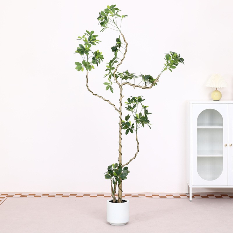 Lujo ligero, simulación de alta calidad, pie de pato, planta verde, sala de estar interior, decoración de fachada de hotel, bonsai, planta falsa