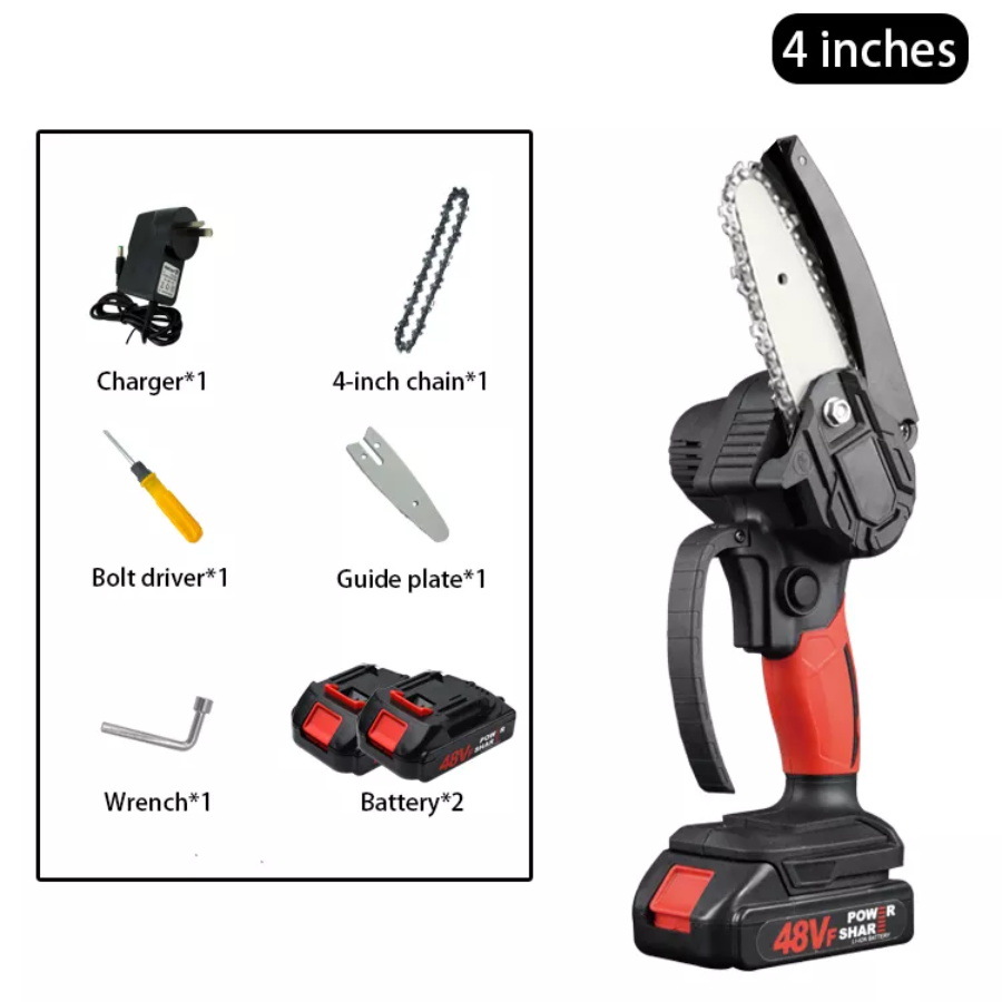 迷你4寸6寸电链锯便携充电式电锯 伐木锯家用小型手持锂电电动锯