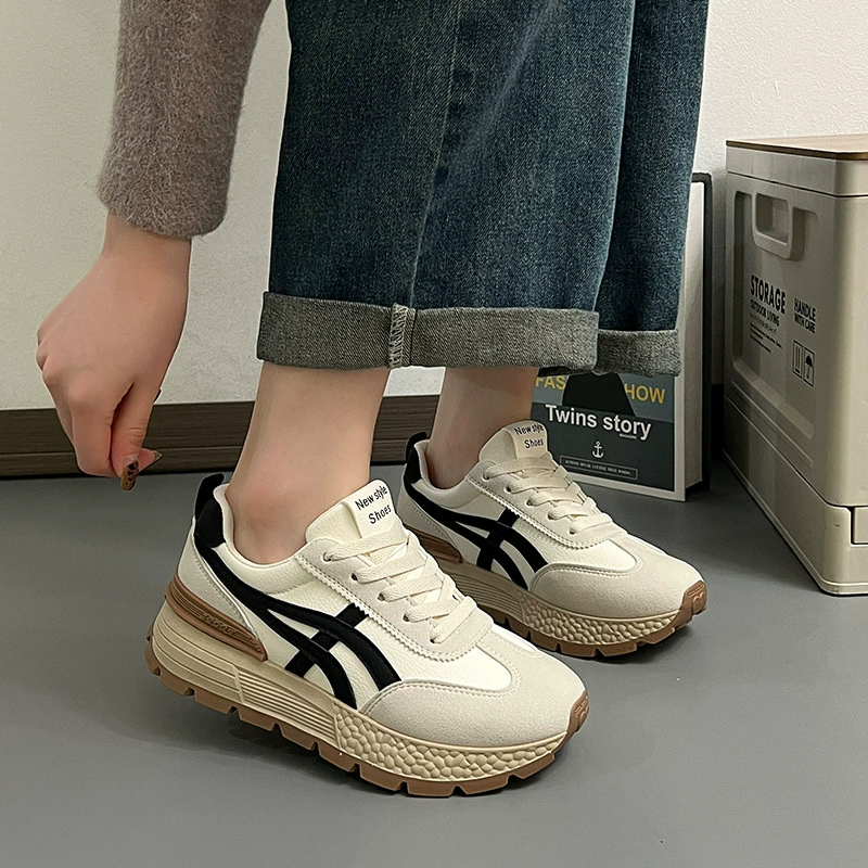 Корейские кеды Forrest Gump De training shoes 2025 новая круглая носа нескользящая модная обувь универсальные dad shoes для женщин AD8875