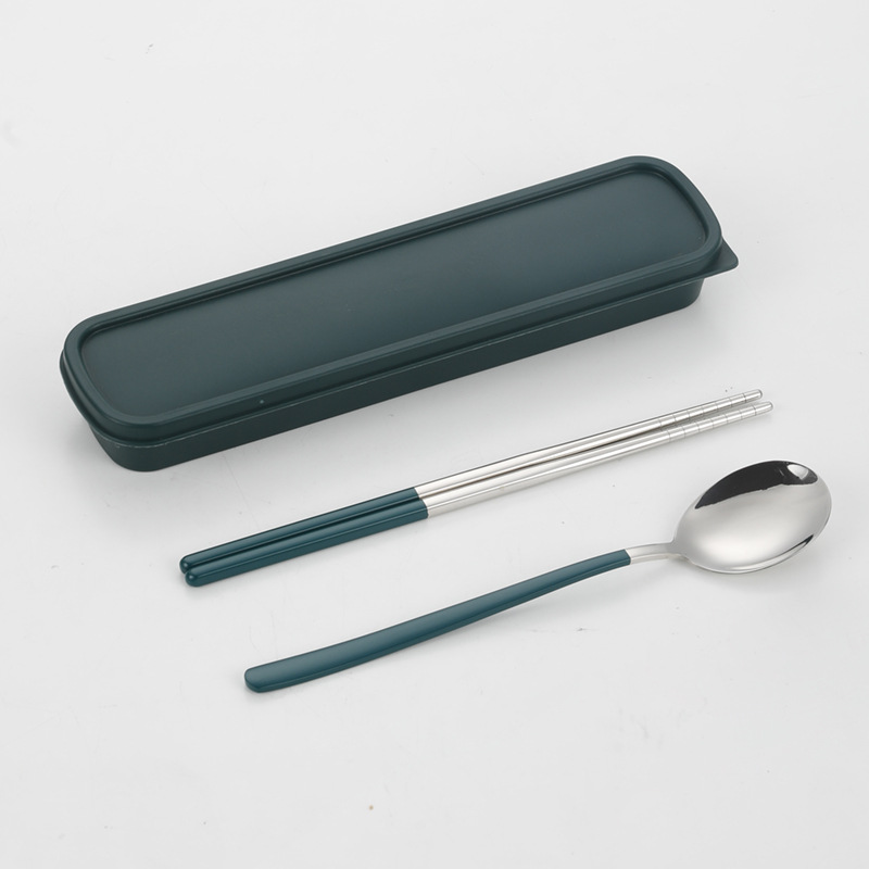 304 vajilla de acero inoxidable cuchara coreana tenedor palillos estudiante portátil conjunto de tres piezas traje creativo regalo puede ser logotipo personalizado