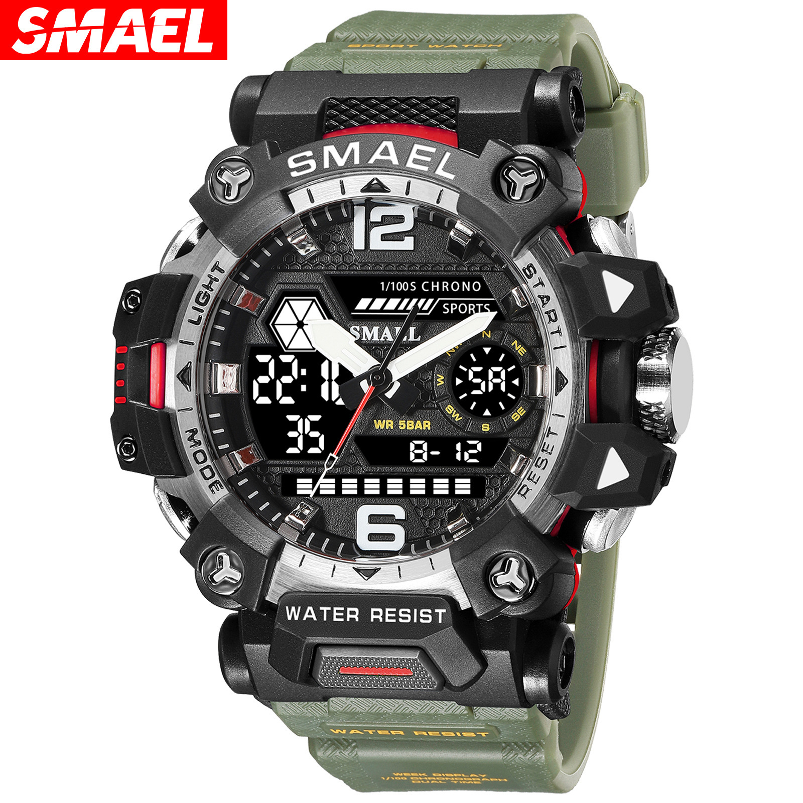 SMAEL 2022 New Tactical Men's Alloy Military Wind Watch Luminous Waterproof Outdoor Electronic Watch