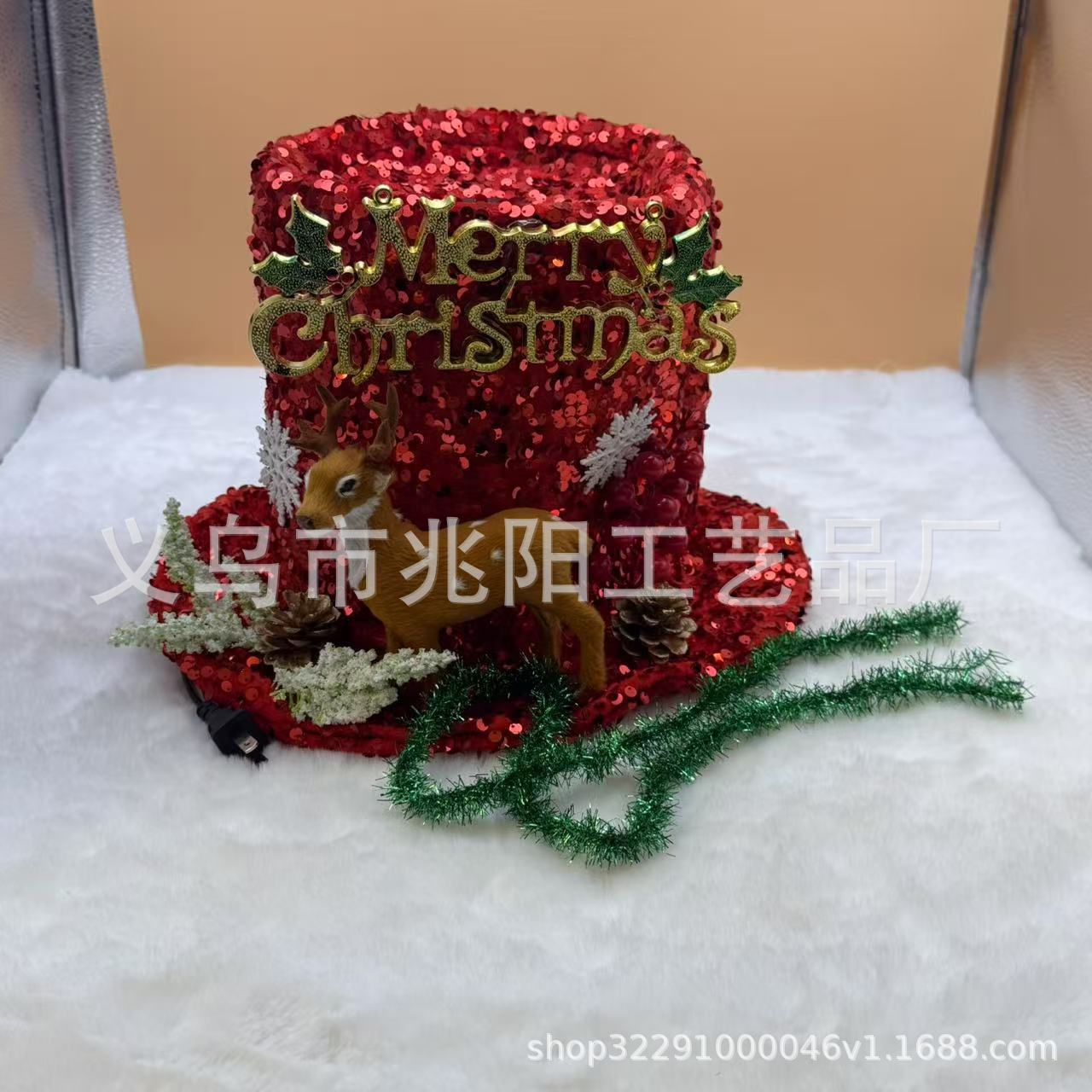 Navidad interior luminoso sombrero de árbol de Navidad decoración de lámpara de proyección sombrero de caramelo sombrero de arco de sequillas sombrero de árbol