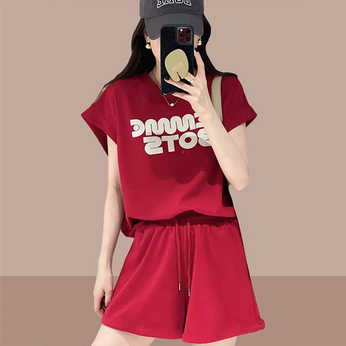 2025 Summer Women's Sports Set Casual Fashion Two-Piece Short-Sleeve Shorts