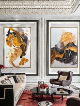 手绘珐琅彩装饰画玄关客厅背景墙组合壁画金属框立体餐厅轻奢挂画