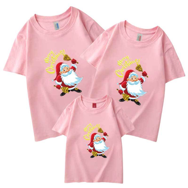 Navidad padre-hijo ropa para una familia de tres o cuatro Festival de dibujos animados de la familia Camiseta de manga corta de la clase de los niños uniforme actividad infantil bebé Cruz