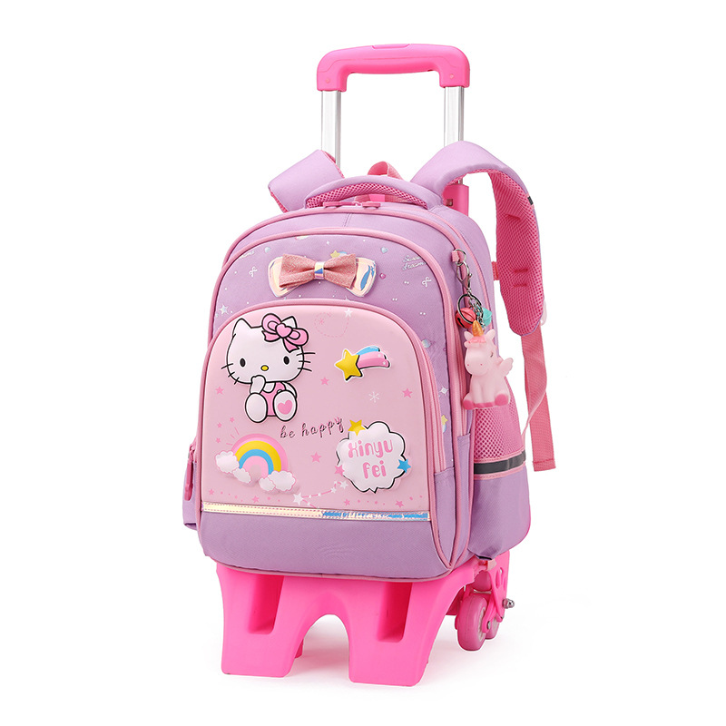 Mochila escolar con ruedas para niños de primaria con seis ruedas que pueden subir escaleras, mochila impermeable de gran capacidad y que reduce la carga para niñas de 1.º a 3.er grado