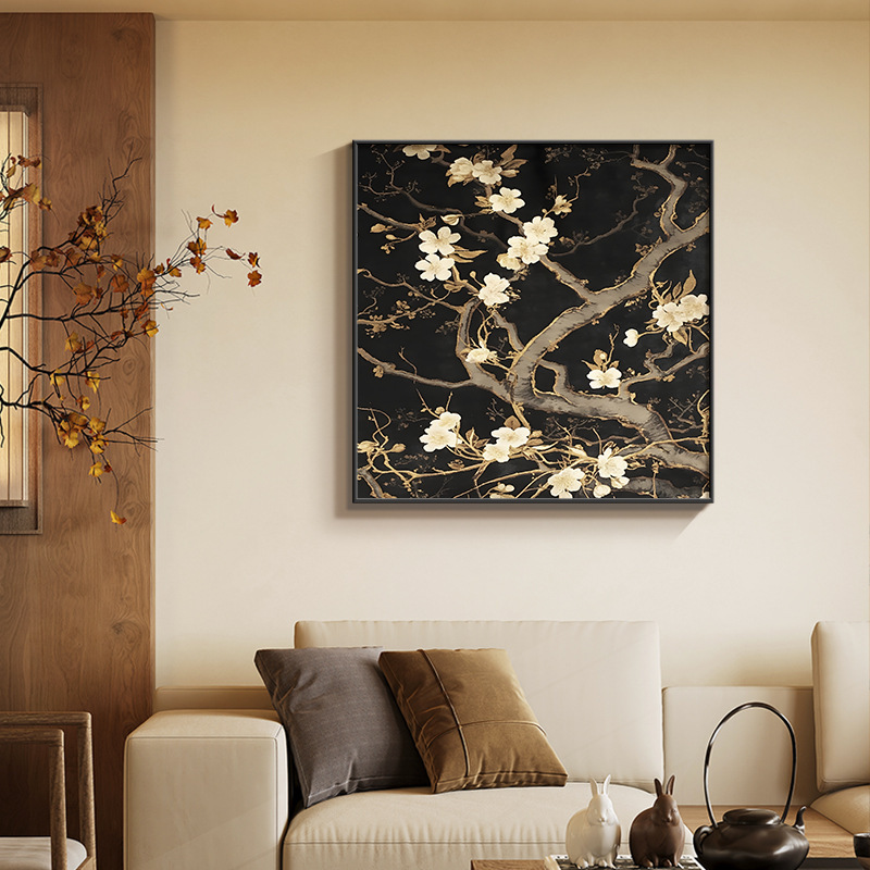 宋の美的花と鳥の絵画リビングルーム装飾絵画新しい中国風ソファ背景壁掛け絵画正方形レストラン寝室壁画|undefined