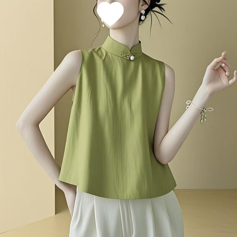 Sleeveless Tops, Small Shirts, Chinese-Style Women's Shirts, Popular 2026 New Models, Short-Sleeved Loose Vest Shirts