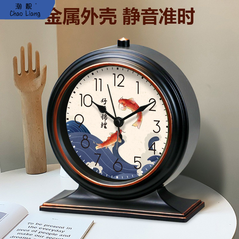 중국 빈티지 석영 진자 시계 거실 데스크탑 데스크 시계 알람 시계 홈 데스크톱 데스크 시계 시계 배치 데스크 시계 무료 배송