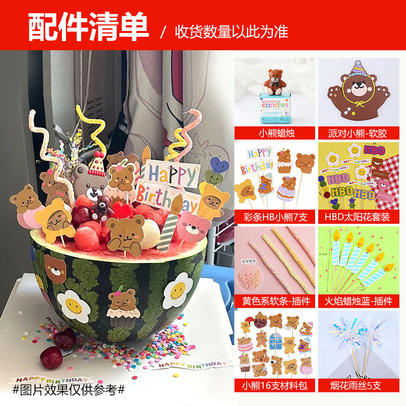 風ネット有名人夏のフルーツスイカケーキデコレーションおにぎり小動物ハッピーバースデーカードベーキングプラグイン送料無料|undefined
