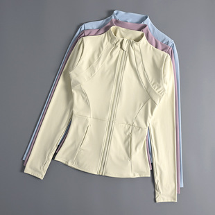 Yoga Wear for Women in Autumn and Winter Stand-Up Collar Zipper Jacket Slim Fit Sun Protection Slimming Look Long-Sleeved Running Sports Fitness Top