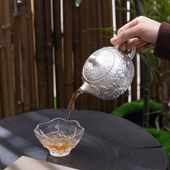 鎏銀西施壺中式養生泡茶壺復古浮雕牡丹花西施壺家用高檔功夫茶具