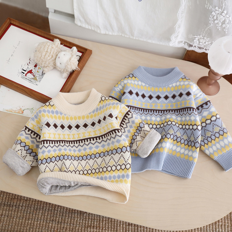 Dropshipping 2026 New Stylish Pullover Sweaters for Girls and Boys, Children's Autumn Knitwear with Fleece Lining Dropshipping 2026 New Stylish Pullover Sweaters for Girls and Boys, Children's Autumn Knitwear with Fleece Lining