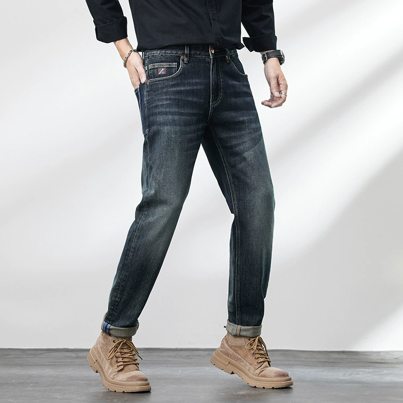 Four Seasons универсальные элементы с вышивкой в японском и корейском стиле Джинсовые брюки мужские французские дизайнерские новые маленькие прямые