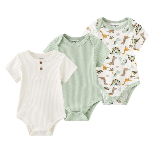 Baby jumpsuit, newborn pit ribbed pajamas set, baby skin-friendly and close-fitting sweatshirt, Category A crawler suit, three-piece set
