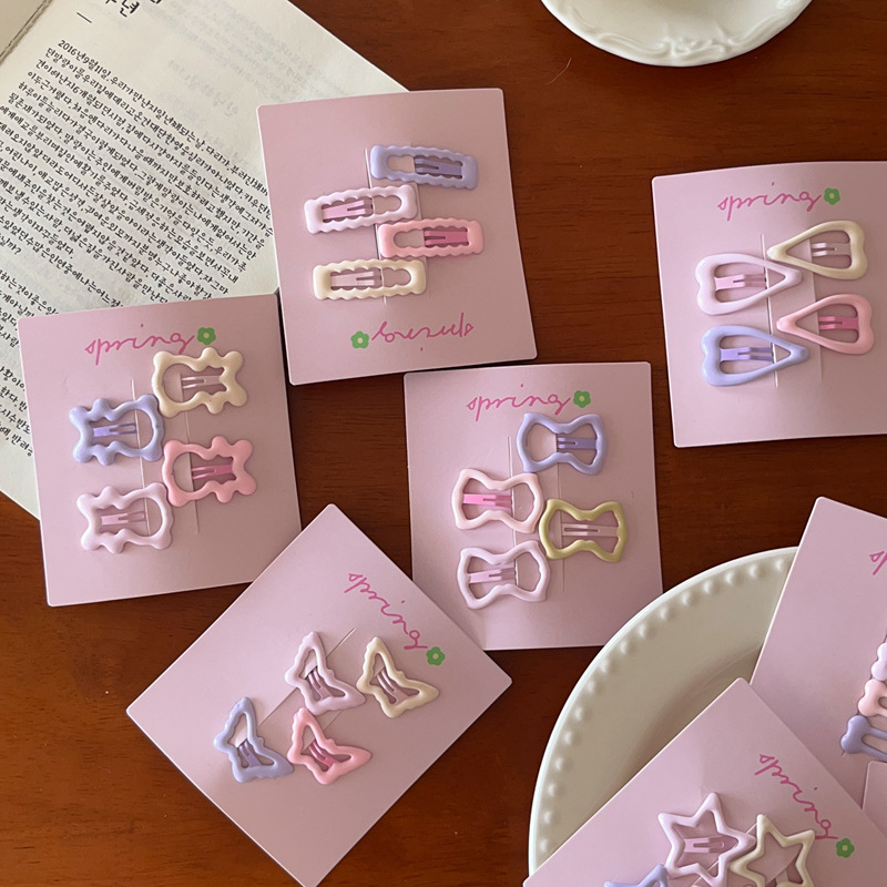 Estrellas rosadas amor arco osos BB clips 4 paquetes de crema de flores de cerezo mini pinzas frangeas clips adornamientos para el cabello