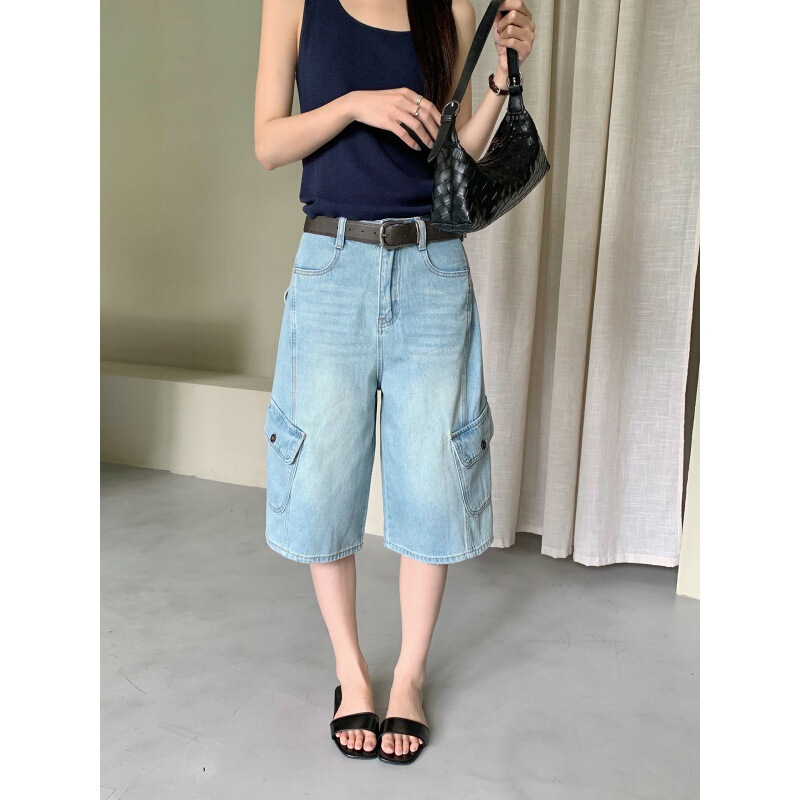 Gagd Sweet and Cool Everyday American Retro High-Waisted Denim Cargo Pants for Women, Summer Loose Casual Cropped Jeans Gagd Sweet and Cool Everyday American Retro High-Waisted Denim Cargo Pants for Women, Summer Loose Casual Cropped Jeans