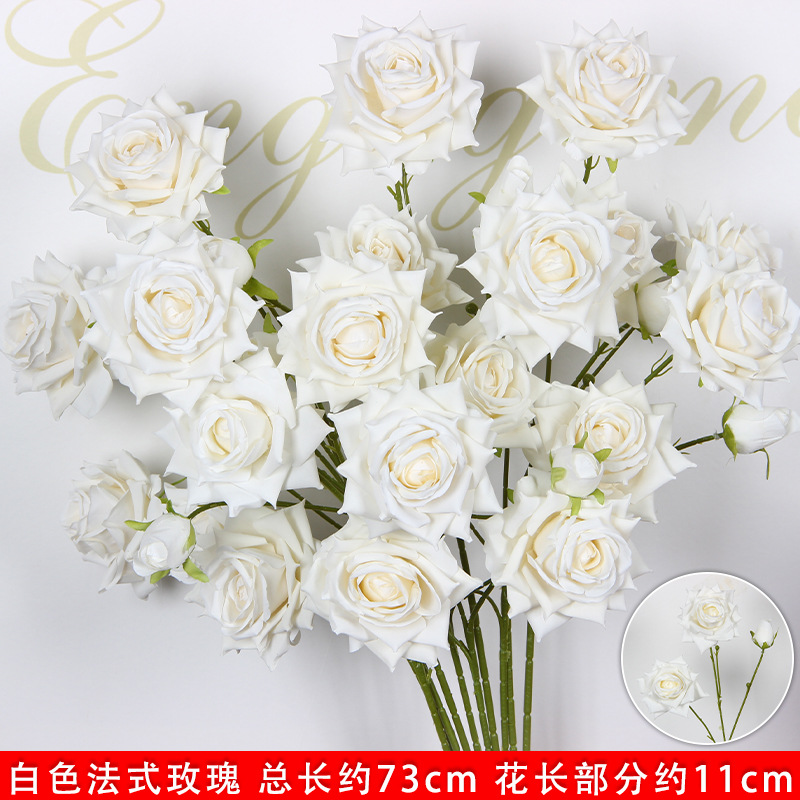Bodas de flores de seda de imitación blanca flores falsas decorativas floral sala de bodas floral hogar ramo único camino de introducción de flores