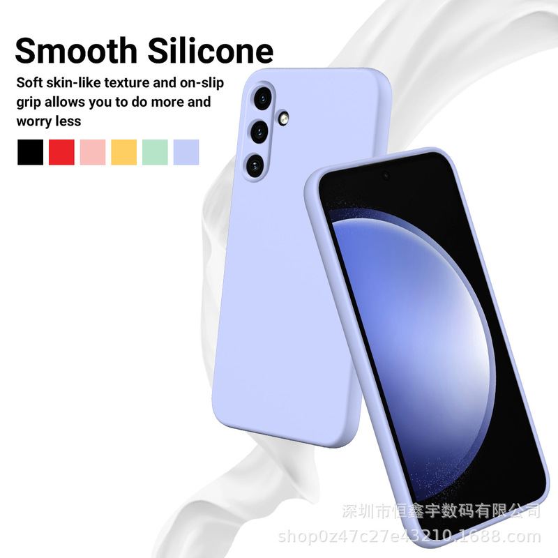 Suitable for Samsung A14-4G Liquid Silicone Samsung A34 Mobile Phone Case A54 Lens A15 Anti-Fall Protective Cover S23Fe