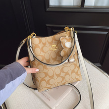 跨境高级感包包女2026新款时尚大容量老花手提包单肩斜挎通勤菜篮