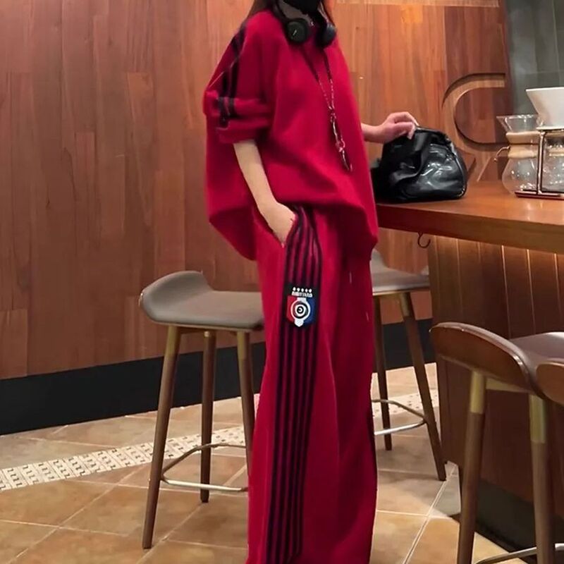 运动休闲套装女春秋季新款欧货卫衣时尚阔腿裤减龄宽松显瘦两件套|undefined