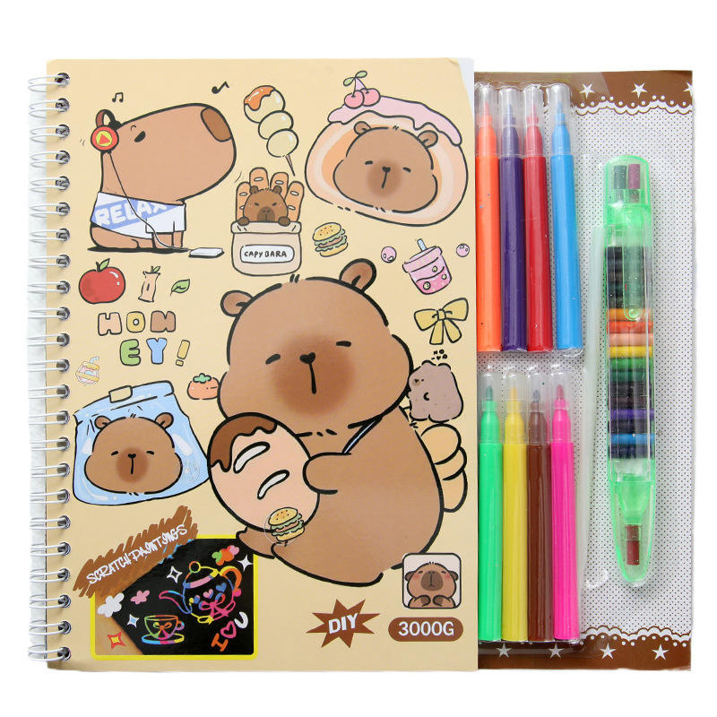 Nuevo producto Kapibala Libro de raspado Libro de pintura de graffiti colorido creativo Libro de pintura Material de arte de jardín de infantes Papelería para estudiantes