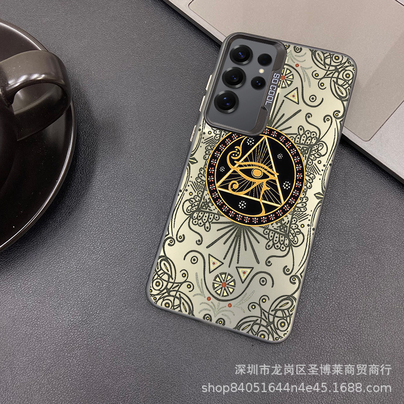 Cross-Border Applicable Samsung Color Silver Shell S24/S25Ultra Pattern Compass Galaxy S23/Note20 Mobile Phone Case